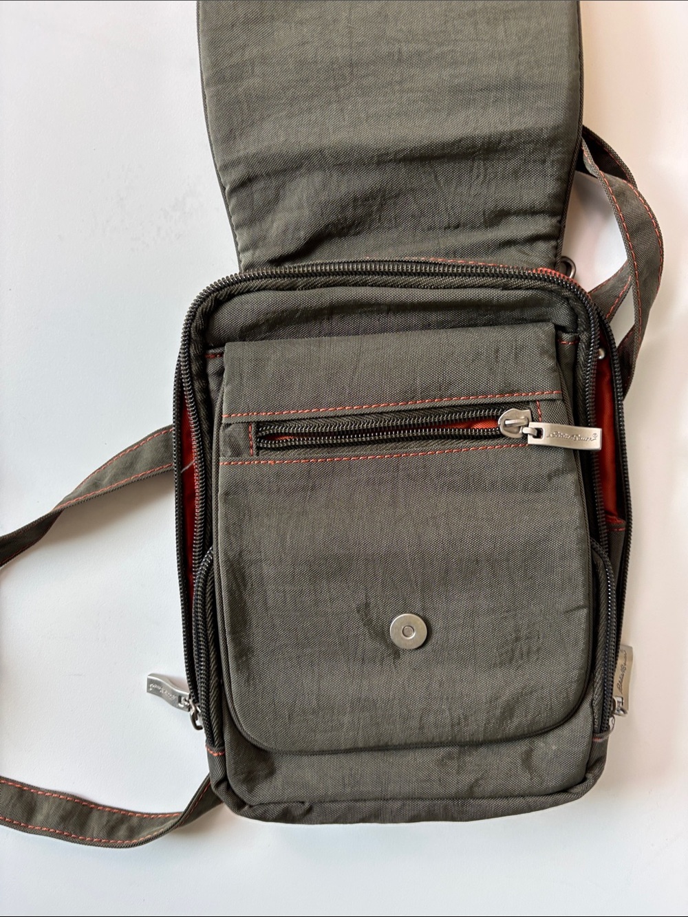 Eddie Bauer Crossbody Travel Bag Olive Green Organizer Utility EUC - Picture 5 of 6